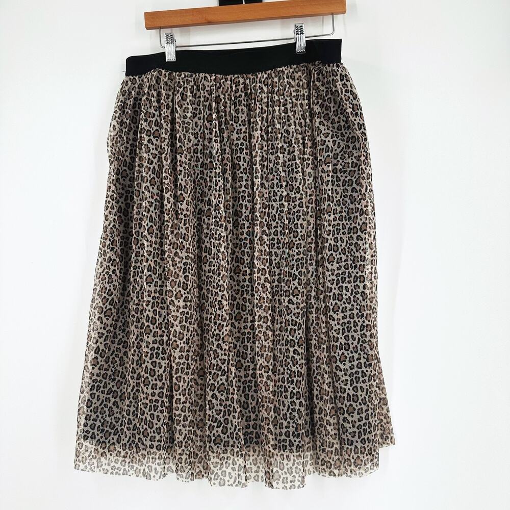 A New Day Cheetah Print Mesh Midi Skirt Large Retro 90s Rockabilly Pin Up Flowy